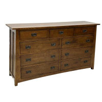 Wildon Home® Mission Quarter Sawn Oak 9 Drawer Dresser - Walnut stain