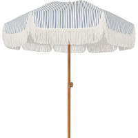 Ivy Bronx 7Ft Patio Umbrella With Fringe Outdoor Tassel Umbrella UPF50+ Premium Steel Pole And Ribs Push Button Tilt, Na