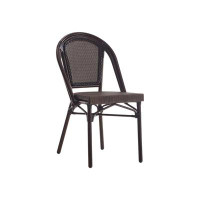ERF, Inc. Outdoor Chair With Brown Metal Frame, Braided Details, And Poly Woven Seat And Back