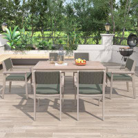 Gracie Oaks 6-Person Rattan Patio Set With Rattan Backrest And Removable Cushions