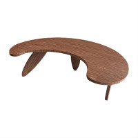 Orren Ellis 62.99" Brown Curved Solid Wood Desk