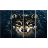 Made in Canada - Design Art Smiling Wolf Animal 4 Piece Graphic Art on Wrapped Canvas Set