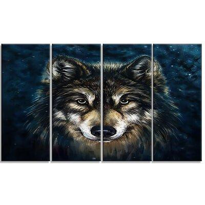 Made in Canada - Design Art Smiling Wolf Animal 4 Piece Graphic Art on Wrapped Canvas Set in Arts & Collectibles