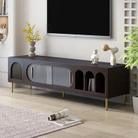 Ceballos Modern TV Stand For 70+ Inch TV, Entertainment Centre TV Media Console Table, With 3 Shelves And 2 Cabinets, TV