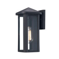 Canora Grey Mendelson Black 12" H Outdoor Wall Lantern