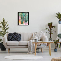 Stupell Industries Hanging Palms Tropical Plant Pink by Elvira Errico - Floater Frame Painting on Canvas