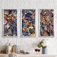 Picture Perfect International "Water Stones 9" 3 Piece Framed Graphic Art Set