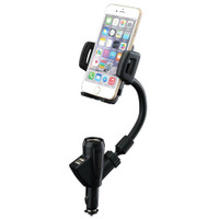 VicTsing Dual USB Ports Car Charger Mount with Cigarette Lighter Charger DC Port, 360 Degree Rotating Adjustable Mount f