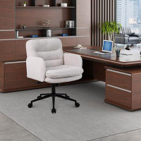 Latitude Run® Adjustable Height Home Office Chair, Modern Mid Back Computer Desk Chair With Wheels, Ergonomic Upholstere