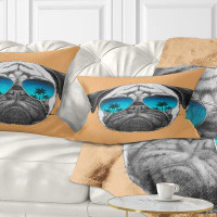 East Urban Home Animal Funny Dog with Glasses Lumbar Pillow