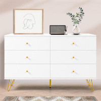Mercer41 Dresser For Bedroom With 6 Drawer, Wood Dressers & Chests Of Drawers Withhandles, Modern Storage Drawers For En