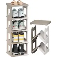 Ivy Bronx 5 Tiers Shoe Rack - Foldable Shoe Rack , Plastic Shoe Tower For Sneaker, Space Saving Storage Organizer,(White