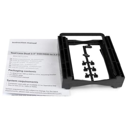 StarTech Dual 2.5 SSD/HDD Mounting Bracket for 3.5” Drive Bay - Tool-Less Installation - Black in System Components - Image 3