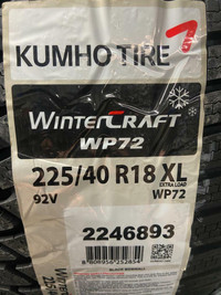 4 Brand New Kumho Wintercraft WP72 225/40R18 XL Winter tires  *** WallToWallTires.com ***