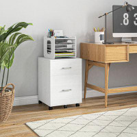 Inbox Zero Mobile File Cabinet, 2-Drawer Filing Cabinet with Wheels
