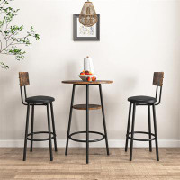 17 Stories 5-Piece Bar Table And Chairs Set With Four Round Stools in , 35.5" H x 23.6" L x 23.6" W