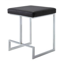 Lux Comfort 24x 17 x 18_24" Black Faux Leather And Steel Backless Counter Height Bar Chair