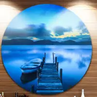 Design Art 'Cloudy Blue Sky with Pier' Photographic Print on Metal
