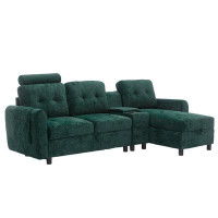 Homaapack Modern & Contemporary Upholstered L-Shaped Sectional Sofa with Cup Holders and Storage Chaise
