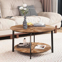 17 Stories 31.5 "Stand Wooden Double Layer Coffee Table with Open Storage Space and Metal Table Legs