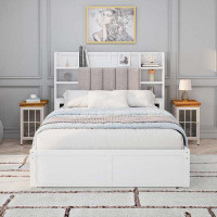 Latitude Run® Multi-functional Full Size Bed Frame with 4  Drawers and  Shelves