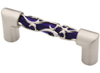 D. Lawless Hardware 3" Crystal Lace Bar Pull Satin Nickel & Blue