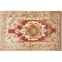 Nalbandian One-of-a-Kind Hand-Knotted 1960s 4'5" x 6'9" Wool Area Rug in Red/Ivory/Brown