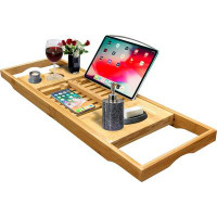 Rebrilliant Expandable Bathroom Tub Tray - Premium Craft Caddy - Table Stand And Accessories For Book Tablet Phone Ipad