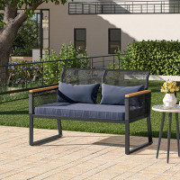 17 Stories Yeiden 45.3" Wide Outdoor Loveseat with Cushions