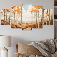 Millwood Pines Birch Woods Autumn Whispers I - Floral Wall Art Print - 5 Panels