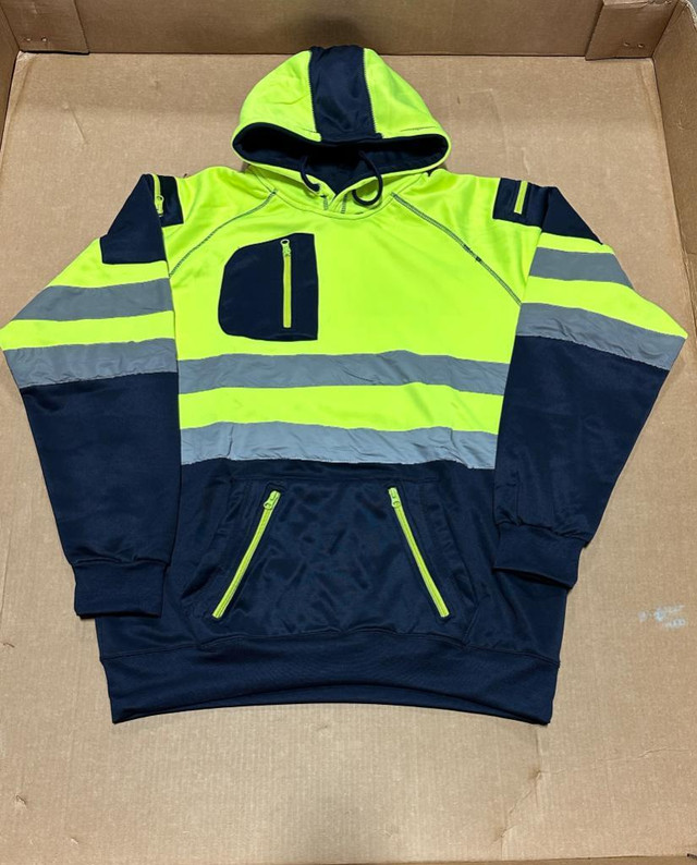 Work Hoodie, High Visibility &amp; Reflective Micro Fleece, Full Front Zipper, (Available in Stock) in Men's in Mississauga / Peel Region - Image 2