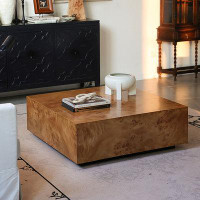 Orren Ellis Tree burl skin tea table living room high-grade retro solid wood square furniture