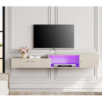Wrought Studio Floating 70'' TV Stand With Charging Station, 16 Colour Light Wall Mounted Entertainment Centre With Stor