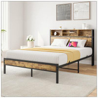 17 Stories Queen Bed Frame with Storage Headboard