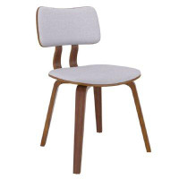 Hokku Designs Zendal Side Chair In White Faux Leather And Walnut