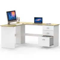 Latitude Run® Modern L-Shaped Corner Computer Desk - Space-Saving Solution For Office Or Dorm