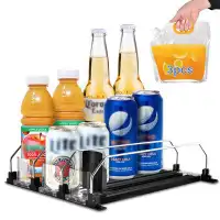 Prep & Savour 3 Row Soda Can Organizer For Fridge With Pusher Glide 12Oz/16Oz/20Oz Drink Dispenser For Fridge With Free