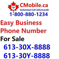 Three Vanity 613 business Phone number combo 613-30x-8888 & 613-30y-8888 & 613-30y-8888