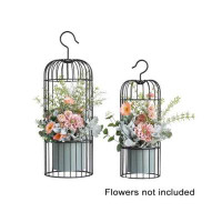 17 Stories Set Of 2 Hanging Grey Birdcage Shaped Planters