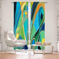 East Urban Home Lined Window Curtains 2-panel Set for Window by Lorien Suarez - Water Series 3
