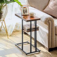 Yoobure Yoobure C Shaped End/side Table For Couch And Bed, Small Spaces, Living Room, Bedroom, Rustic Snack Table