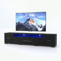Wrought Studio TV stand with Storage Cabinets,open shelf and Remote Control LED-15.7" H x 82.7" W x 15.7" D