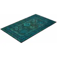 Solo Rugs Contemporary Overdyed Wool Hand Knotted Blue Area Rug 3' 3" x 5' 4"