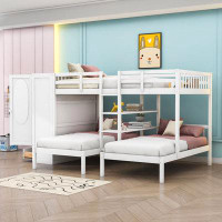 Harriet Bee Jacquely Full over Twin and Twin Kids Bunk Bed with Drawers and Ladder