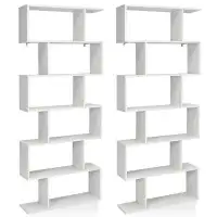 Latitude Run® Latitude Run® 2 Pcs 6-tier S-shaped Wooden Bookshelf Storage Bookcase Multifunctional Display Stand Shelf