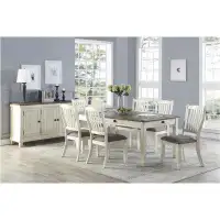 Saflon Lenka White Grey Fabric Upholstered Seat Rectangular Storage Dining Room Set