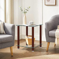 Ivy Bronx Glass Wheel End Table with Storage