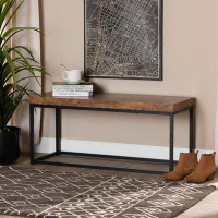 17 Stories 17 Stories Bardot Modern Industrial Walnut Brown Finished Wood And Black Metal Accent Bench