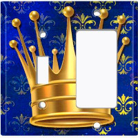 WorldAcc Metal Light Switch Plate Outlet Cover (Queen Crown Royal Blue - (L) Single Toggle / (R) Single Rocker)