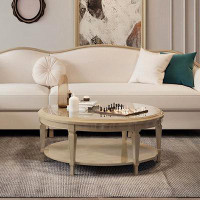 STAR BANNER American light luxury solid wood coffee table French simple high-end tempered glass coffee table